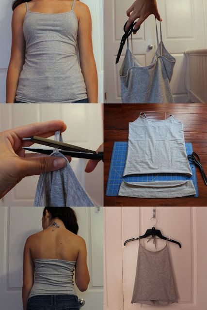 Easy DIY Halter Top from a spaghetti strap cami Diy Halter Top, Diy Halter, Thrift Flips, Going Out Hairstyles, Top Diy, Diy Upcycle, Spaghetti Strap Top, Diy Valentines Gifts, Diy Easy