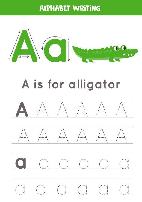 A Alligator Craft, Alligator Craft, Sticker Chart Printable, A Is For Alligator, Cartoon Alligator, Alphabet Tracing Printables, Tracing Alphabet Letters, Tracing Alphabet, Alphabet Letter Worksheets