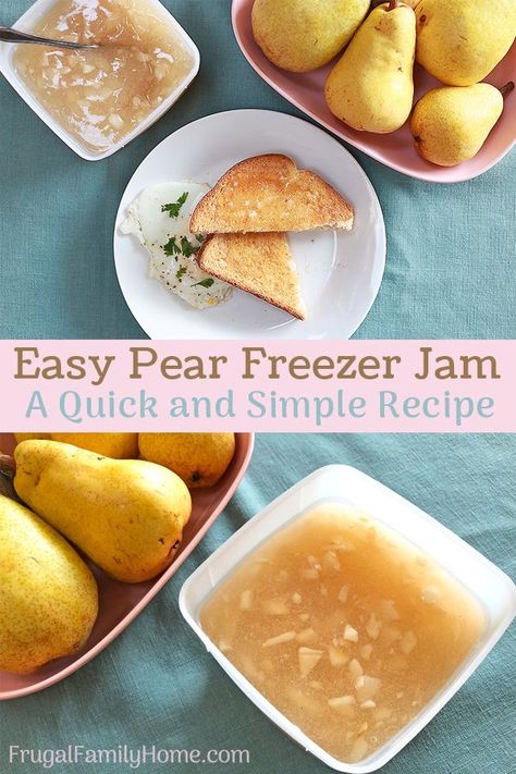 Freezer Pear Sauce Recipe, Pear Butter Recipe Freezer, Pear Freezer Jam Recipe, Pear Freezer Jam, Easy Pear Jam, Pear Jam Recipe, Freezer Jams, Harvest Ideas, Canning Pears