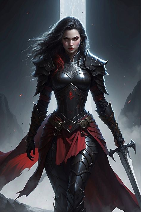 , #Photorealistic, #Images, #AD, #AI Red Armor Art, Super Hero Armor, Female Dark Knight, Female Vampire Character Design, Woman In Armor, Woman Armor, Vampire Warrior, Look Gatsby, Black Armor