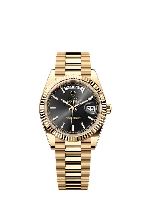 Rolex Day-Date 40 watch: 18 kt yellow gold - m228238-0067 Rolex Day Date 40 Rose Gold, Rolex Date Just, Rolex Chocolate Dial, Rolex Bracelet, Rolex Day Date 40 Yellow Gold, Rolex Daydate Gold, Human Eye, Gold Alloys, Oyster Perpetual