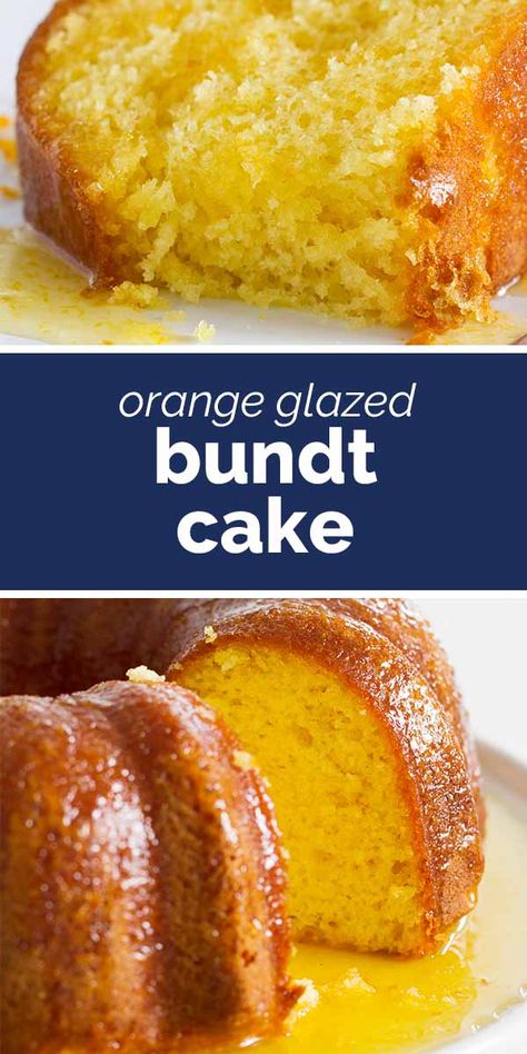 Moist and delicious, this Orange Glazed Bundt Cake starts with an easy citrus bundt cake that is covered in a sticky, sweet orange glaze. This cake is always a hit! #cake #bundtcake #orange #dessert Glazed Bundt Cake, Orange Juice Cake Recipe, Orange Bundt Cake Recipe, Orange Juice Cake, Orange Bundt Cake, Orange Pound Cake, Cake Orange, Orange Dessert, Glaze For Cake