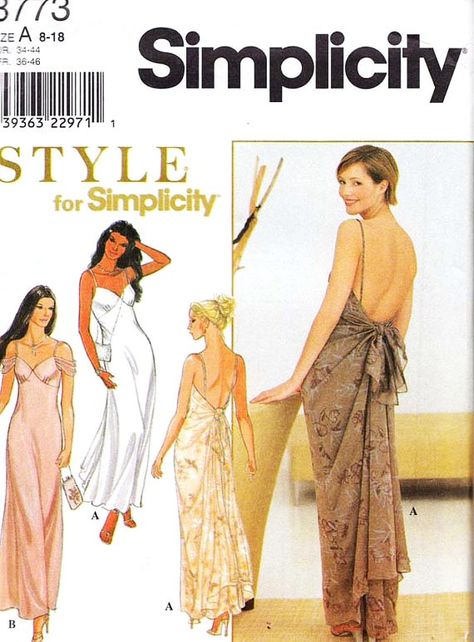 Simplcity 8773 Formal Backless Dress Sewing Pattern UNCUT Backless Dress Pattern Sewing, Backless Dress Sewing, Formal Backless Dress, Backless Dress Pattern, Dress Pattern Sewing, Halter Dress Pattern, Formal Dress Patterns, Fashion Artwork, Simplicity Dress