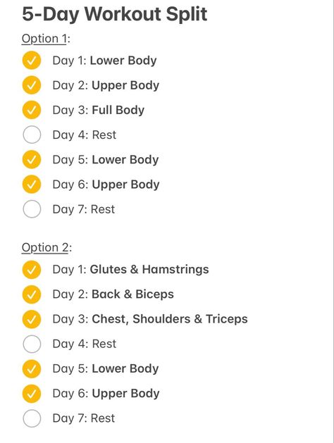 Learn how to split your workouts for optimal results with this 5-day workout split. #fitness #workout 5 Day Workout Split Women At Home, 5 Day Workout Split At Home, 5 Day Workout Plan For Women Gym, Workout Split 5 Day Women Beginner, Workout Split 5 Day Women At Home, Workout Split At Home, Home Workout Split, 5 Day Workout Split Women, Workout Split 5 Day Women