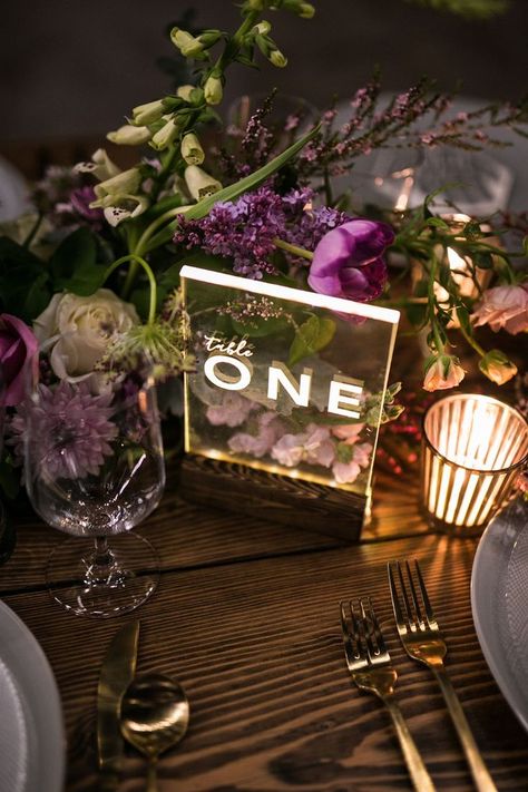 How To Have A Neon And UltraViolet Wedding Day #weddingtablenumbers #neonweddingtablenumbers #weddingtabledecor Ultraviolet Wedding, Geometric Cake Design, Acrylic Table Numbers, Acrylic Table Number, Wedding Numbers, Event Signage, Acrylic Table, Meadow Flowers, Wedding Table Decorations