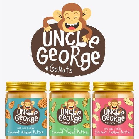 Nut butter label design Product label contest winning#design#product#unclegeorge Butter Label Design, Butter Brands, Coconut Peanut Butter, Jar Design, Bakery Packaging, Chocolate Spread, Coconut Almond, Cashew Butter, Food Jar