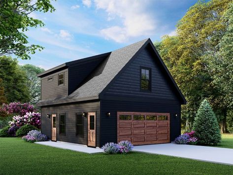 Garage with Flex Space, 062G-0371 Rustic Garage, Garage With Living Quarters, Garage Shop Plans, Garage Plans With Loft, Office Workout, Garage Designs, Backyard Garage, Farmhouse Garage, Garage Guest House