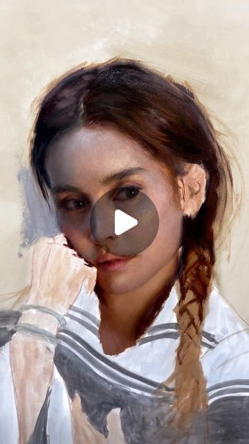 Paola Luther on Instagram: "talk about delicate textures with edge controll that gives the form realism. We feel like we’re watching a sculpture being painted and yet it’s a flat surface. The subtle changes of color in her cheekbones give this beautiful portrait a complexity that captivates with masterful brushstrokes  Via: @lutherpaola 🖼️  Artwork: portrait painting  Art by @derekharrisonart Remarks by @artartluther  #artworkanalysis #paolaluther  Art lessons: @therealatelier 🎨" Artwork Portrait, Flat Surface, Painting Art, Brush Strokes, Painting Inspiration, Portrait Painting, Realism, Art Lessons, Talk About