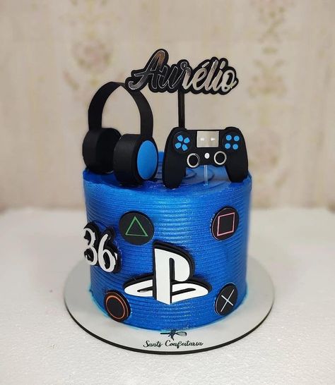 Ps4 Cake, Playstation Cake, Video Game Cakes, 14th Birthday Cakes, Buttercream Cake Designs, Special Birthday Cakes, Gold Birthday Cake, Birthday Themes For Boys, Cake Games