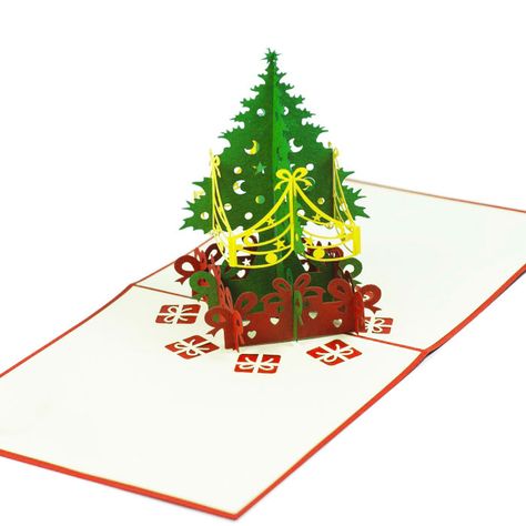 Xmas Tree Pop Up Card #popupcardvietnamsupplier #3dcardswholesales #charmpopcards #new #xmas #christmas #noel #santa #tree 3d Christmas Cards, Christmas Tree With Presents, Pop Up Greeting Cards, Paper Carving, Santa Cards, Christmas Tree And Santa, Christmas Tree Cards, Tree Cards, 3d Christmas