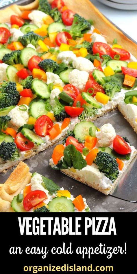 Pizza With Crescent Rolls, Vegetable Pizza Appetizer, Cold Vegetable Pizza, Veggie Pizza Appetizer, Crescent Roll Veggie Pizza, Cold Veggie Pizza, Pizza Appetizer, Vegetable Pizza Recipes, Pizza Marinara