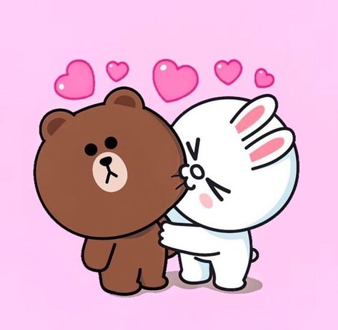 Brown And Cony, Line Cony, Calin Gif, Cony Brown, Teddy Bear Wallpaper, Drawing Toys, Emoji Love, Cute Bear Drawings, Tea And Books