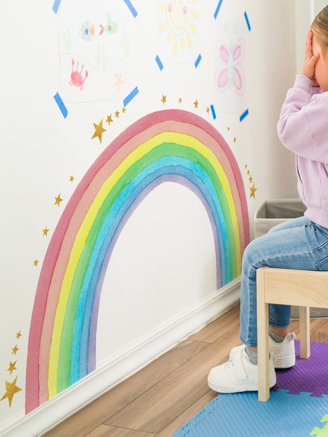 2pcs/set PVC Wall Sticker, Cute Rainbow & Star Pattern Wall Decal For Home Watercolor Rainbow Wall, Pastel Rainbow Wall, Boho Rainbow Wall, Rainbow Decal, Rainbow Wall Decal, Nursery Watercolor, Sticker Baby, Nursery Mural, Watercolor Boho