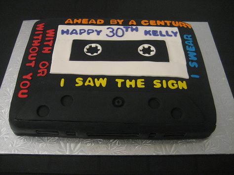 90s Party Ideas, 80s Birthday Parties, 90s Theme Party, New Birthday Cake, Birthday Sheet Cakes, Cassette Audio, 90's Birthday Party, 40th Birthday Cakes, 50th Birthday Cake