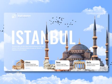 Hey guys 👋  The concept for travel agency, made by bright blue and white colors which shows the cleanest of the project and emphasizes it by clouds and birds.⛅ What do you think? Hope you have a ni... Travel Graphics, Travel Agency Website, Tourism Design, Travel Website Design, Poster Grafico, Safari Photography, Agency Website Design, Agency Website, Online Logo Design