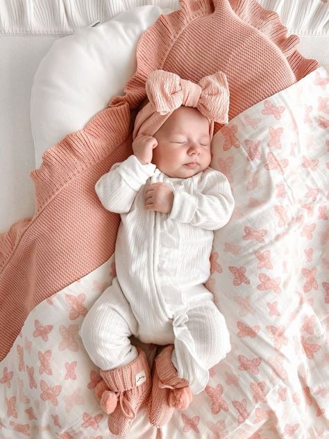 Coral Butterfly, Ruffle Blanket, Big Bow Headband, Butterfly Nursery, Baby Announcements, Foto Baby, Dream Baby, Everything Baby