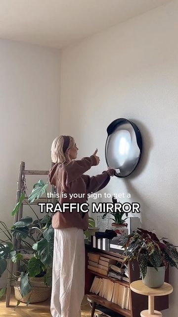 Security Mirror Bedroom, Traffic Mirror In Room, Traffic Mirror, Traffic Mirrors, Ikea Inspired Living Room, Diy Room Decor For Teens, Mirror Room, Future Apartment Decor, Bedroom Deco