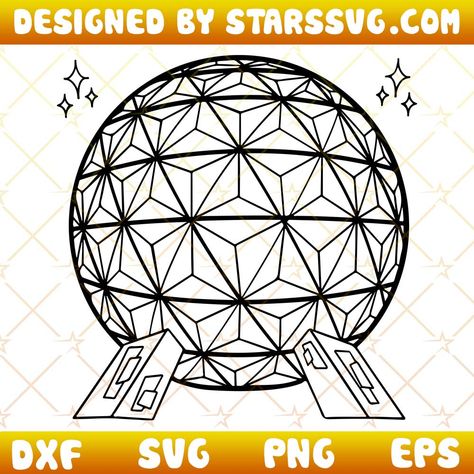 Epcot Ball Svg, Diy Epcot Ball, Epcot Ball Drawing, Epcot Ball Tattoo, Epcot Silhouette, Epcot Drawing, Epcot Svg, Disney World Svg, Spaceship Earth Epcot