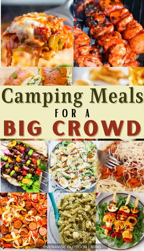 Don't let feeding a crowd during your next camping trip stress you out. These easy camping meals will make everyone happy and keep you from spending all day in the kitchen. Check them out! Camping Dinner For A Crowd, Easy Camping Dinners For Large Groups, Make Ahead Camping Dinners, Camp Meals For Large Groups, Camp Food For Large Groups, Make Ahead Camping Food Dinners, Camp Dinners For A Crowd, Camping Dinners For A Crowd, Camping Food For A Crowd