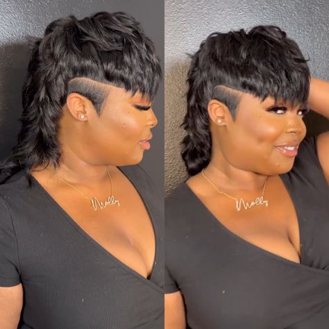 27 Piece Quick Weave Mullet, Weave Hairstyles Curly, Black Women Mullet Hairstyles, Black Hair Updo, Mullet Cut, Mullet Short, Short Hair Mohawk, Short Quick Weave Hairstyles, Haircut Mullet