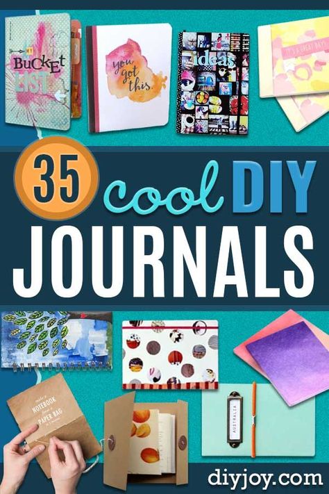 DIY Journals - Ideas For Making A Handmade Journal - Cover Art Tutorial, Binding Tips, Easy Craft Ideas for Kids and For Teens - Step By Step Instructions for Making From Scratch, From An Old Book - Leather, Faux Marble, Paper, Monogram, Cute Do It Yourself Gift Idea #diy #diyideas #journals #crafts  http://diyjoy.com/diy-journals Homemade Journals, Binding Tips, Easy Craft Ideas For Kids, Binding Methods, Journal Covers Diy, Organize Office, Journals Ideas, Homemade Journal, Craft Journal