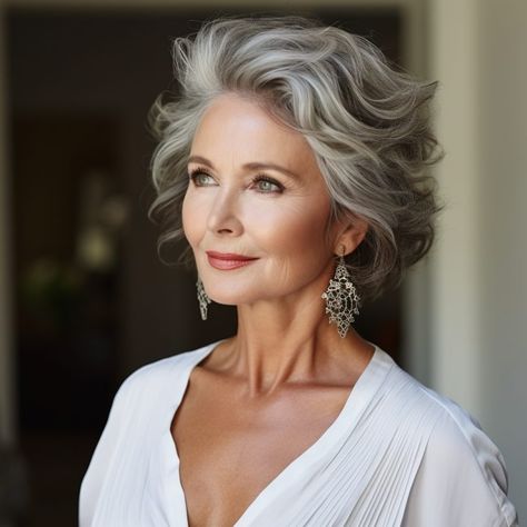 Elegant Haircut, Silver Haired Beauties, Chic Short Haircuts, Medium Hair Styles For Women, Autumn Hair, Gorgeous Gray Hair, Beautiful Gray Hair, Fall Blonde, Messy Short Hair