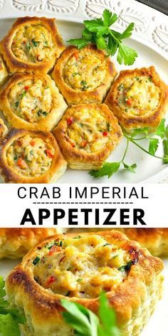 Crab Imperial, Crab Appetizer, Crab Dishes, Diy Easy Recipes, Hot Appetizers, Elegant Appetizers, Drumstick Recipes, Recipes Book, Seafood Appetizers