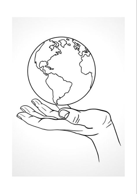 Globe Drawings, Earth Tattoo, Kunst Tattoos, Globe Vector, Line Art Tattoos, Earth Art, Line Art Design, Line Art Drawings, Tattoo Sketches