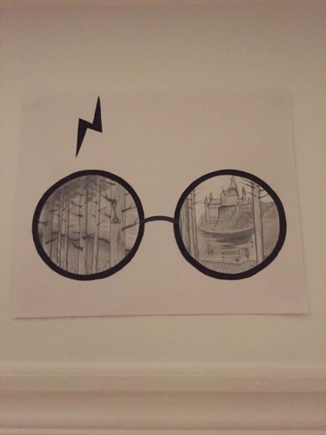 #inspiration #harry #potter #harrypotter #art #hogwarts #scar #glasses  #drawing #ideas Glasses Drawing, Scarf Drawing, Potter Art, Harry Potter Art, Drawing Ideas, Hogwarts, Harry Potter, Home Decor Decals, Drawings