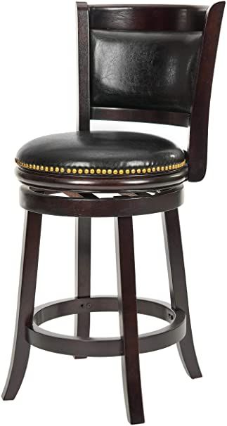 Safavieh Home Collection Brockway Cappiccino and Black Leather Swivel 24-inch Counter Stool Pub Tables, Safavieh Furniture, Swivel Counter Stools, Black Bar Stools, Papasan Chair, Counter Chairs, Wood Bar Stools, Black Furniture, Indoor Patio Furniture