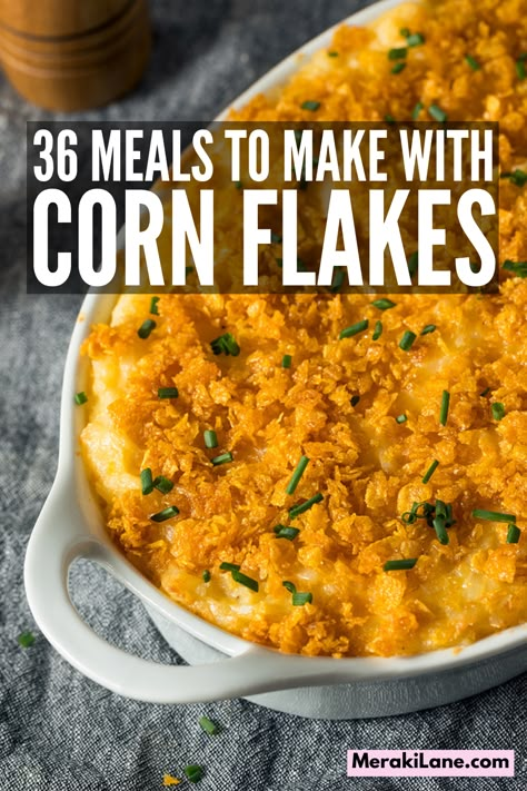 Corn Flake Dinner Recipes, Corn Cereal Recipes, What To Do With Corn Flakes, Uses For Corn Flakes, Corn Flake Chicken Casserole, Frosted Flake Recipes, Healthy Cornflake Recipes, Recipes With Corn Flakes Cereal, Corn Flakes Recipes Healthy