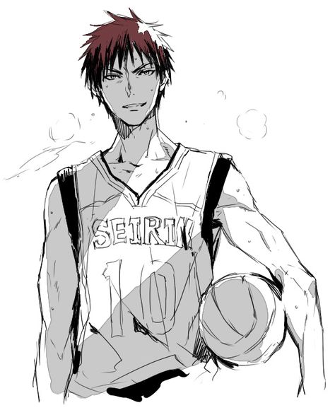 Anime Basket, Taiga Kagami, Kagami Kuroko, Aomine Kuroko, Basketball Drawings, Basketball Anime, Basket Drawing, Kagami Taiga, Kuroko's Basketball