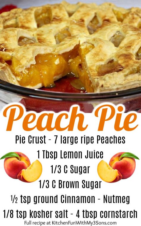 Homemade Peach Pie Filling With Fresh Peaches, Fresh Peach Pie Recipes Pioneer Woman, Amazing Pies Recipes, The Best Peach Pie, Peach Pie Fresh Peaches, Southern Peach Pie Recipes, Southern Peach Pie, Easy Fresh Peach Pie, Old Fashioned Peach Pie