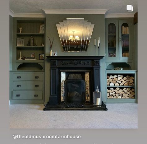 Edwardian Fireplace, Log Burner Living Room, Lounge Room Styling, Victorian House Interiors, Fireplace Bookshelves, Snug Room, Victorian Living Room, Project House, Edwardian House