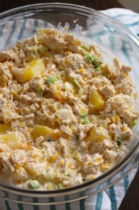 Tropical Tuna Salad | 12 Tomatoes Pineapple Bread Pudding, Hot Corn Dip, Corn Dip, Pineapple Salsa, 12 Tomatoes, Canned Pineapple, Fresh Salsa, Tuna Salad, New Flavour