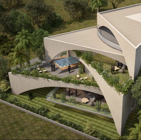 Creative Architectural Plans, Porous Architecture, Inn Design, Form Concept Architecture Ideas, Eco Building Architecture, Niche Architecture, Curvilinear Architecture, Organic Facade Design Architecture, Wellness Architecture