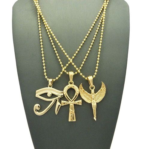 Egyptian Accessories, Egypt Jewelry, Ancient Egyptian Jewelry, Ankh Cross, Angel Pendant, Egyptian Jewelry, Ball Chain Necklace, Dope Jewelry, Eye Of Horus