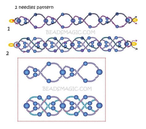 Free pattern for beaded bracelet Blue Lagoon   U need: pearls beads 6 mm pearls beads 8 mm seed beads 11/0 Needle Beading, Patterns For Bracelets, Beads Magic, Beautiful Beaded Bracelet, Bead Crochet Patterns, Beading Netting, Beading Patterns Free, Beading Techniques, Bead Weaving Patterns