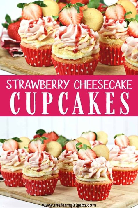 Cupcake Sampler Ideas, Cupcake Food Truck, Unique Cupcake Recipes, Best Strawberry Cheesecake, Cupcakes Summer, Strawberry Cheesecake Cupcakes, Cheesecake Cupcake, Cheesecake Cupcakes Recipe, Strawberry Cupcake Recipes