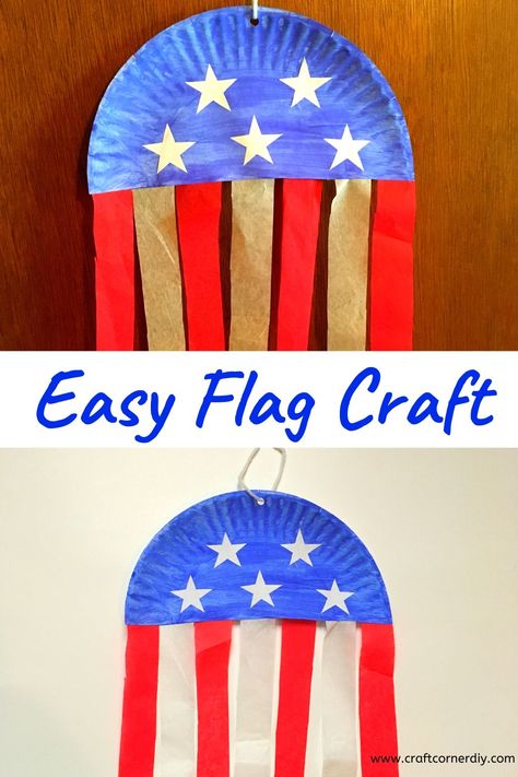 Fun patriotic craft for your kids to make.  You may already have the supplies at home.  Easy kids flag craft. #flagkidscraft #MemorialDaycraft #kidscraft 2s Classroom, Boys Activities, Elementary Games, Infant Crafts, American Flag Crafts, Olympic Crafts, Fourth Of July Crafts For Kids, Toddlers Activities, Room Crafts