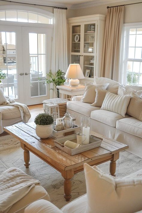 Formal Sitting Room Entry, Updated Apartment, Neutral Living Room Ideas, Budget Friendly Living Room, Minimalist Living Room Ideas, Country Style Living Room, Cream Living Rooms, French Country Living Room, Beige Living Rooms