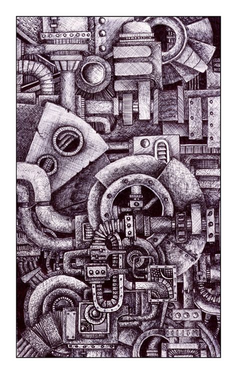 Mechanication by Itsuo on DeviantArt Mechanical Skull Drawing, Mechanical Parts Drawing, Mechanical Illustration, Machine Drawings Mechanical, Mechanics Art, Mechanical 2d Drawings, Mechanics Drawing, Steampunk Machine Illustration, Mechanical Drawing