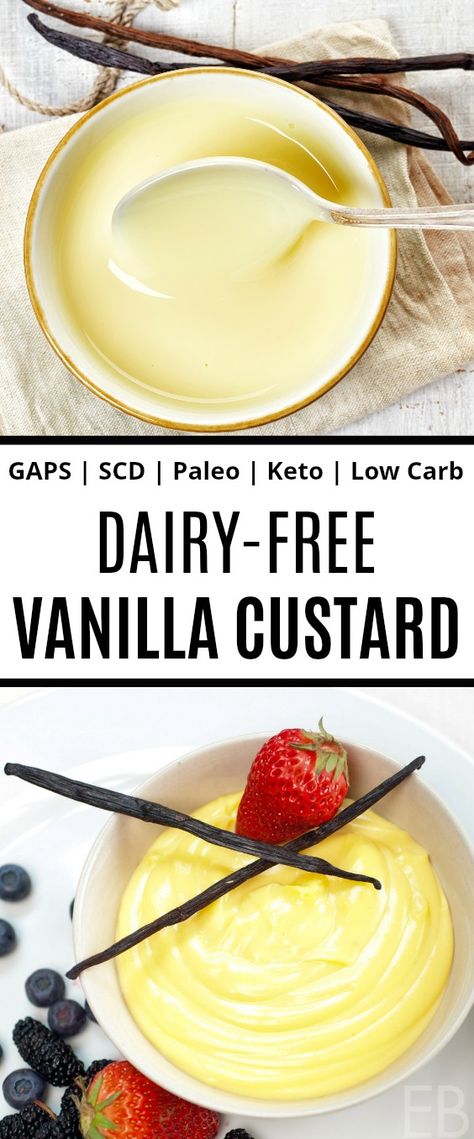 Dairy-Free Vanilla Custard (Paleo, GAPS, SCD, Keto, Low Carb) - Eat Beautiful Eat Beautiful, Dessert Aux Fruits, Keto Friendly Desserts, Low Carb Dessert, Keto Paleo, Vanilla Custard, Low Carb Recipes Dessert, Paleo Dessert, Low Carb Desserts