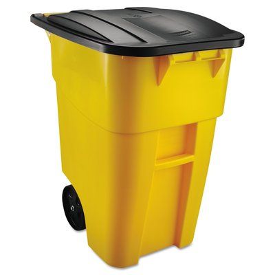 Rubbermaid Commercial Products Brute Rollout Container 50 Gallon Multi Compartments Recycling Bin Color: Yellow Trash Disposal, Trash Can With Lid, Outdoor Trash Cans, Garbage Containers, Trash Containers, Waste Container, Waste Collection, Trash And Recycling Bin, Recycle Trash