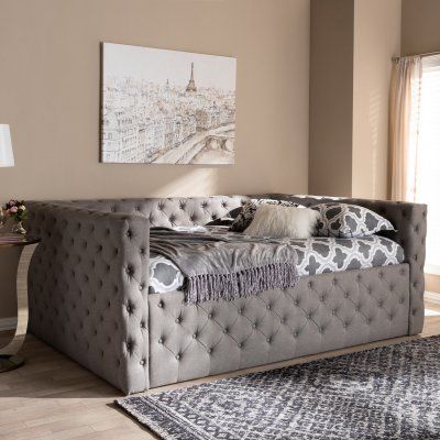 Baxton Studio Anabella Modern and Contemporary Upholstered Daybed King Daybed, Queen Size Daybed, Queen Daybed, Platform Daybed, Tufting Design, Grey Daybed, Full Daybed, Full Size Daybed, Daybed Bedding