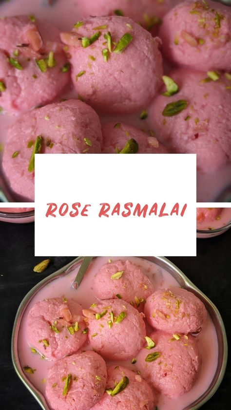 Rose Bread Recipe, Rose Water Desserts, Rose Recipes Food, Pakistani Dessert Recipes, Rose Flavored Desserts, Ramadan Desserts Recipes, Rose Dessert Recipes, Rose Rasmalai, Rose Sweets