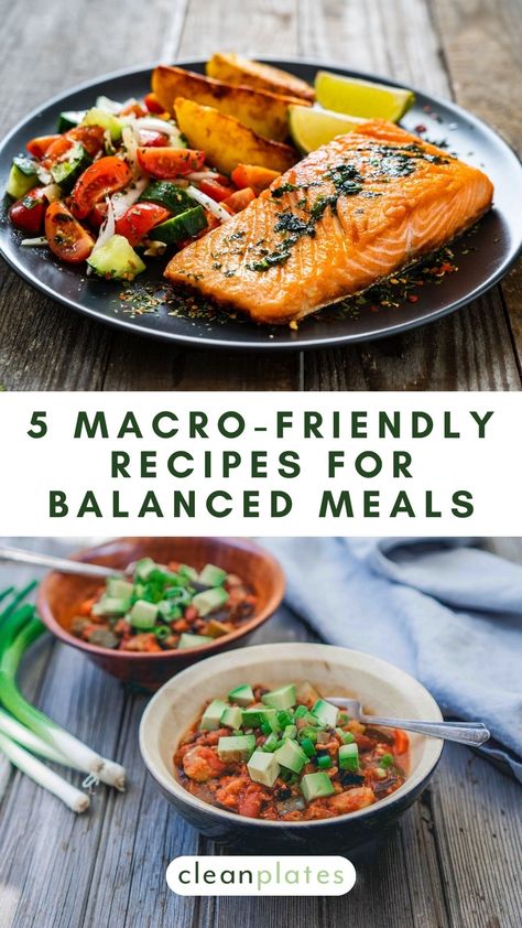 5 Macro-Friendly Recipes For More Balanced Meals Balanced Macro Meal Plan, Macro Balanced Dinners, Balanced Macro Meals, Easy Macro Friendly Recipes, Macro Meal Prep, Nutrition 101, Macro Meal Plan, Macro Friendly Recipes, Macro Meals