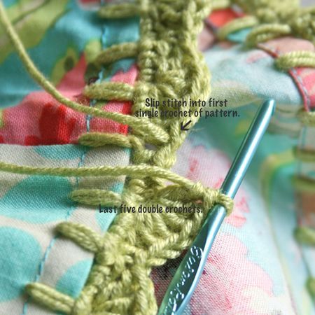 Crochet edging onto fabric (pillowcases, blankets, sheets, etc.)-step-by-step photo tutorial Crocheted Edging, Crochet Pillow Cases, Crochet Edges, Crochet Edgings, Crochet Borders, Crochet Pillow, Sewing Needle, Blanket Stitch, Crochet Stitch