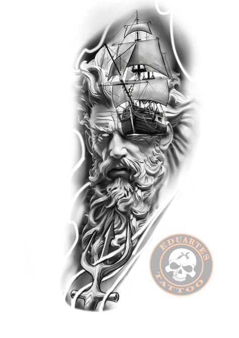 Bleach Tattoo, Nautical Tattoo Sleeve, Big Cat Tattoo, Poseidon Tattoo, Zeus Tattoo, Spartan Tattoo, Dragon Ball Tattoo, Greek Mythology Tattoos