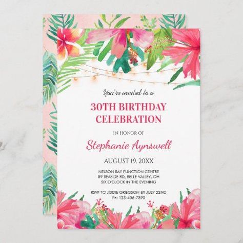 Get Unlimited Free Shipping with Zazzle Black - $2.51 30th Birthday Tropical String Lights Hawaiian | Birthday Invitations #tropical #stringlights #hibiscus #floral #luau #hawaiian #birthday #beach #30th #thirty Hawaii Theme Party, 22nd Birthday Party, Hawaiian Invitations, 50th Birthday Invitation, Hawaii Theme, 30th Birthday Party Invitations, 40th Birthday Party Invites, 50th Birthday Party Invitations, Halloween Birthday Invitations